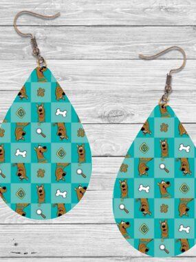 Scooby Doo Earrings: Wooden Teardrop Hypoallergenic Earrings